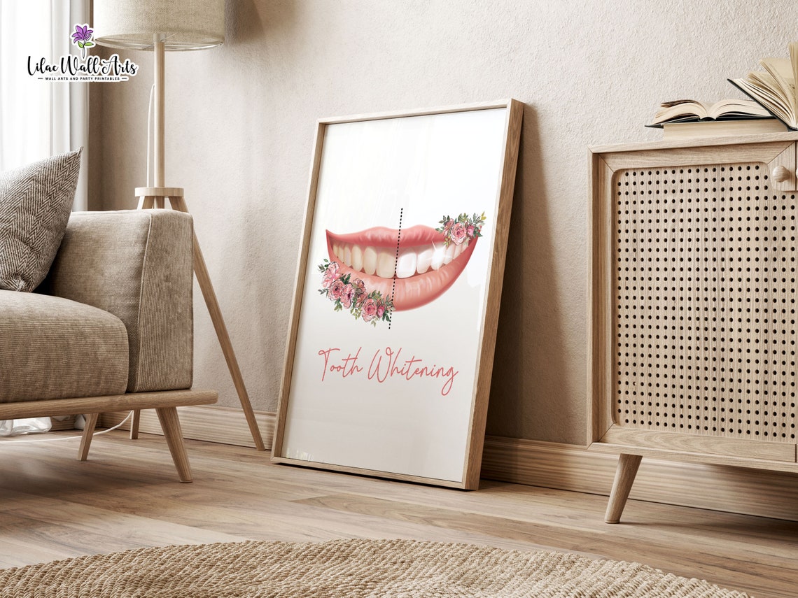 Tooth Whitening Pink Rose Smile Glow Cheerful Dentist Decor Art Poster - Image 6