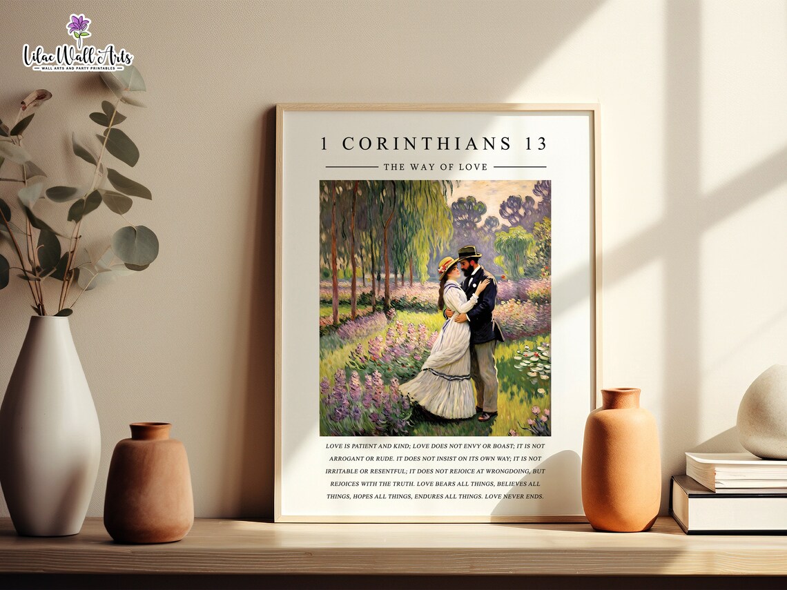1 Corinthians 13 The Way Of Love Vintage Couple Garden Poster - Image 2