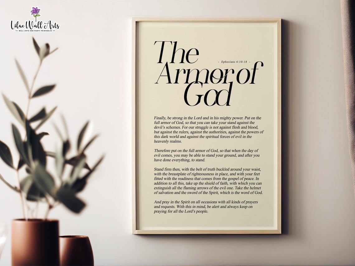 The Armor Of God Ephesians 6:10-18 Full Text Classic Typography Poster