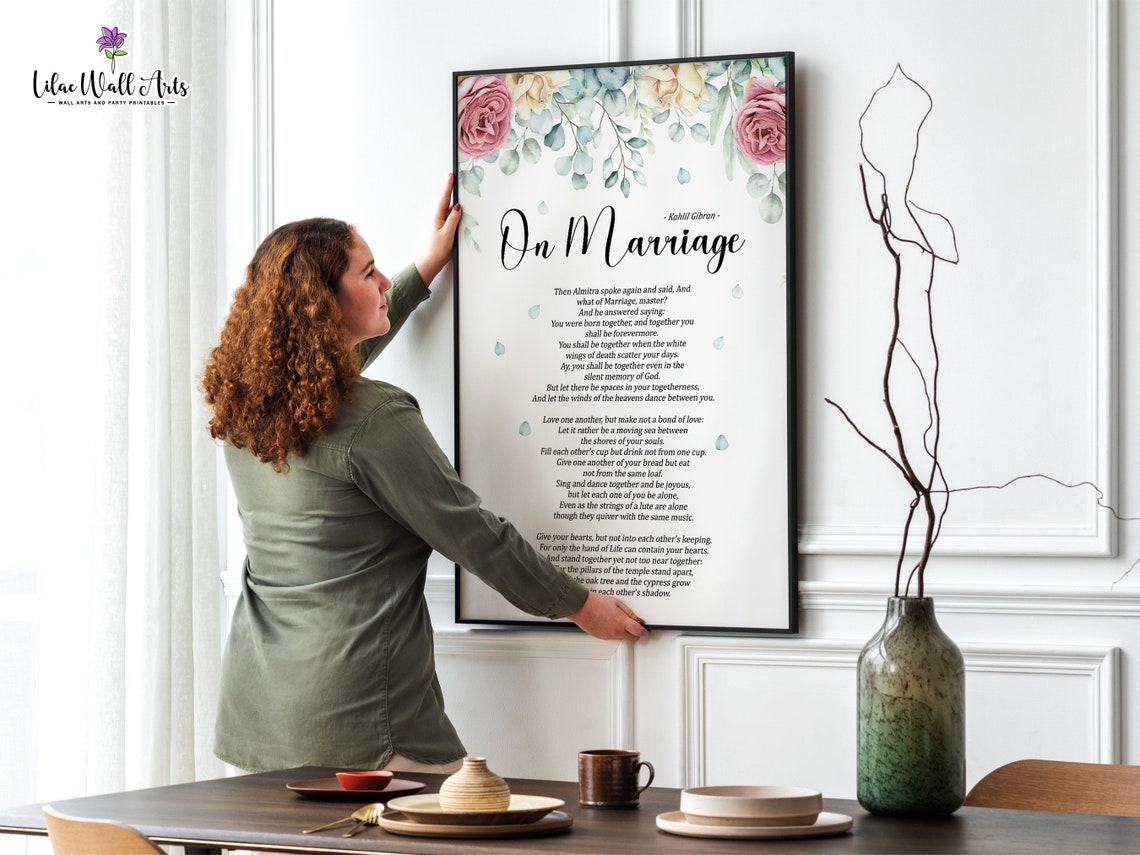 On Marriage Poem Print Kahlil Gibran Poem Wall Art Poetry Print Bedroom Wall Dcor Marriage Quotes The Art Of Marriage Love Poem For Him - Image 3