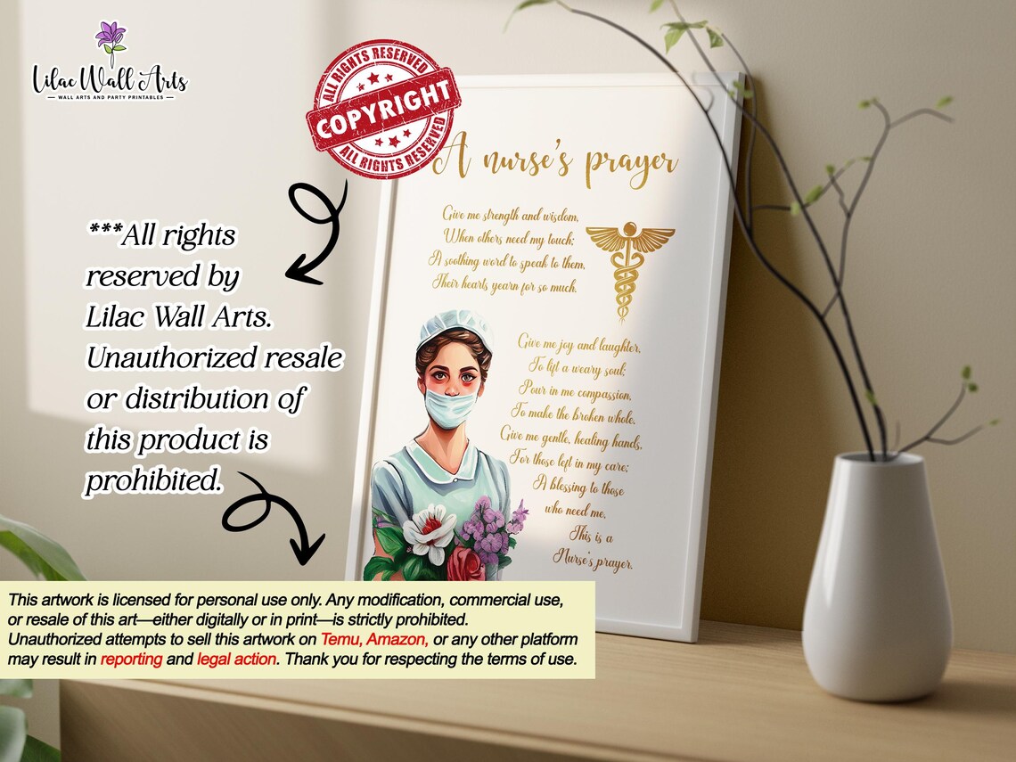 Registered Nurse Prayer, Nurse Office Decor Art Print - Image 6