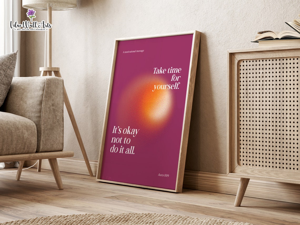 Take Time for Yourself Maroon Aura Motivational Quote Poster - Image 6