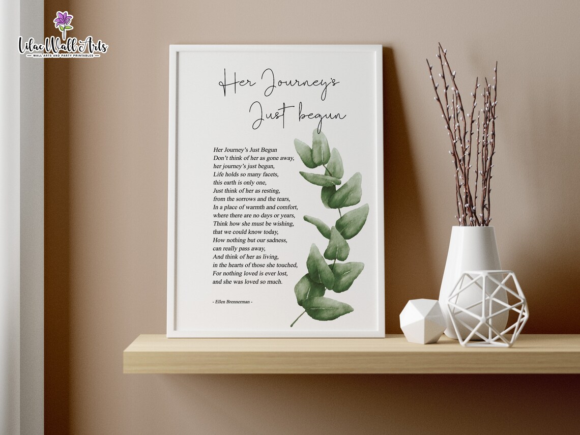 Her Journey's Just Begun Sympathy Poem Memorial Watercolor Print - Image 2