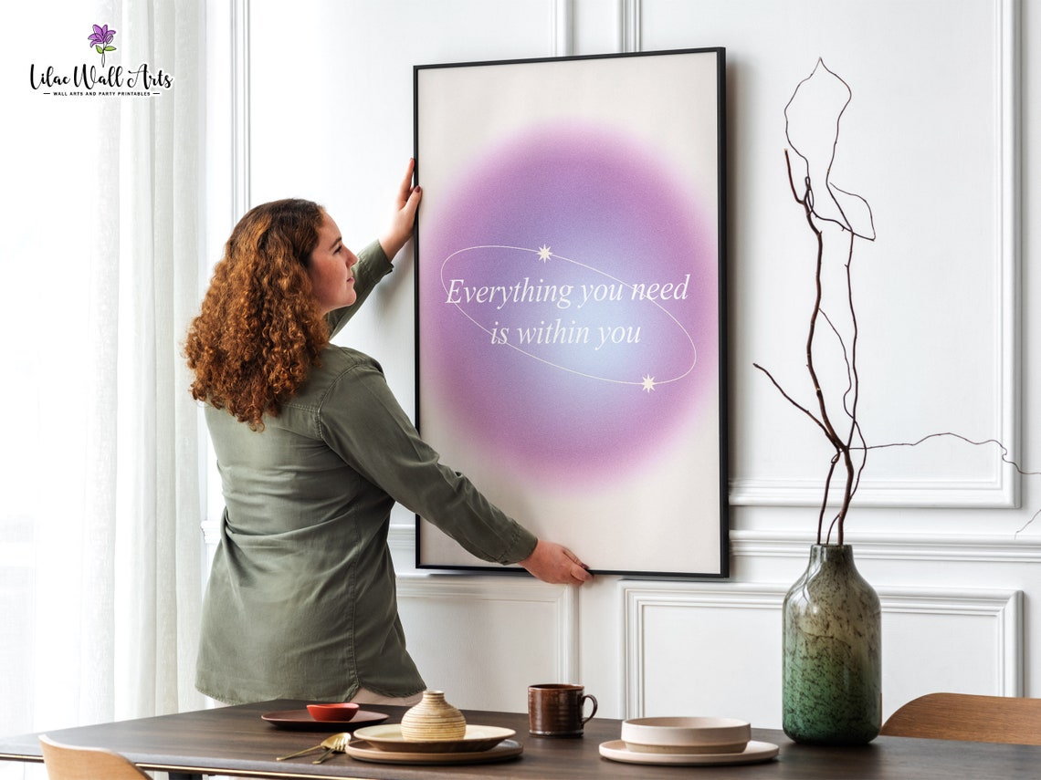 Everything You Need Is Within You Purple Aura Affirmation Quote Poster - Image 3