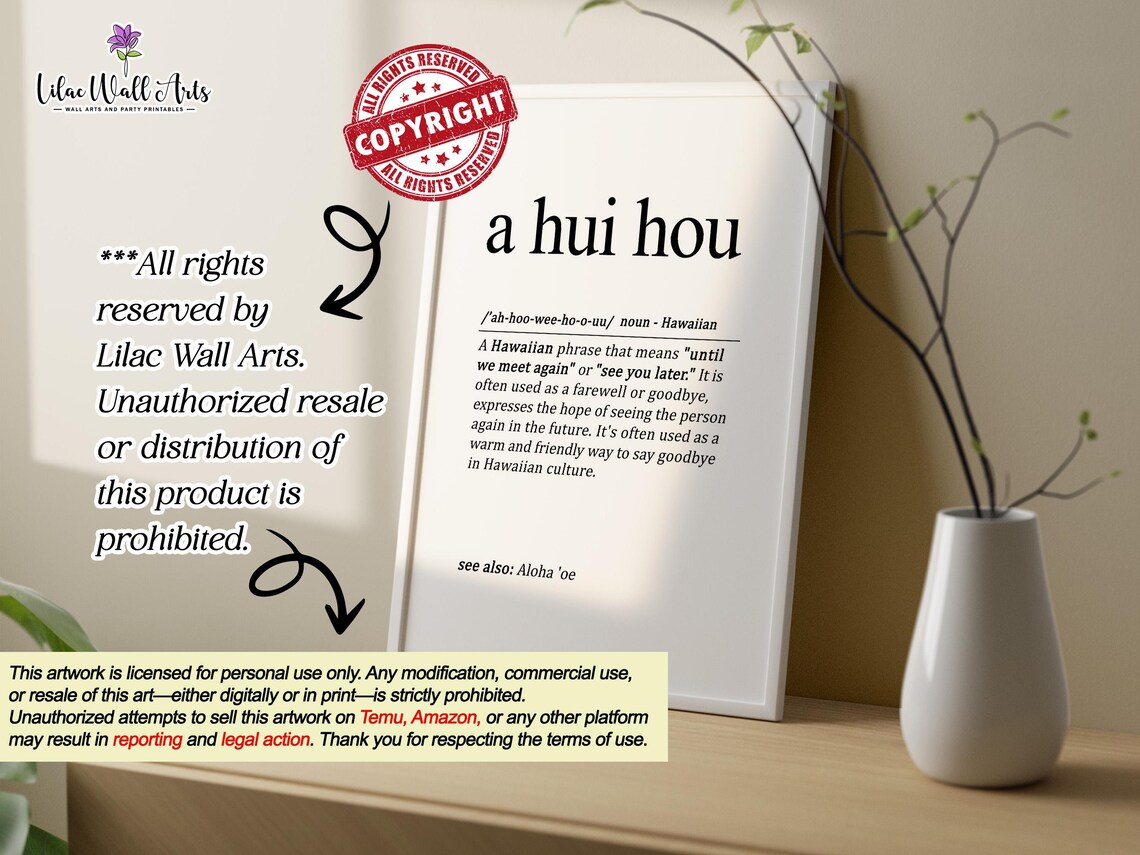 A Hui Hou Definition Art Print, Aloha Quote - Image 6