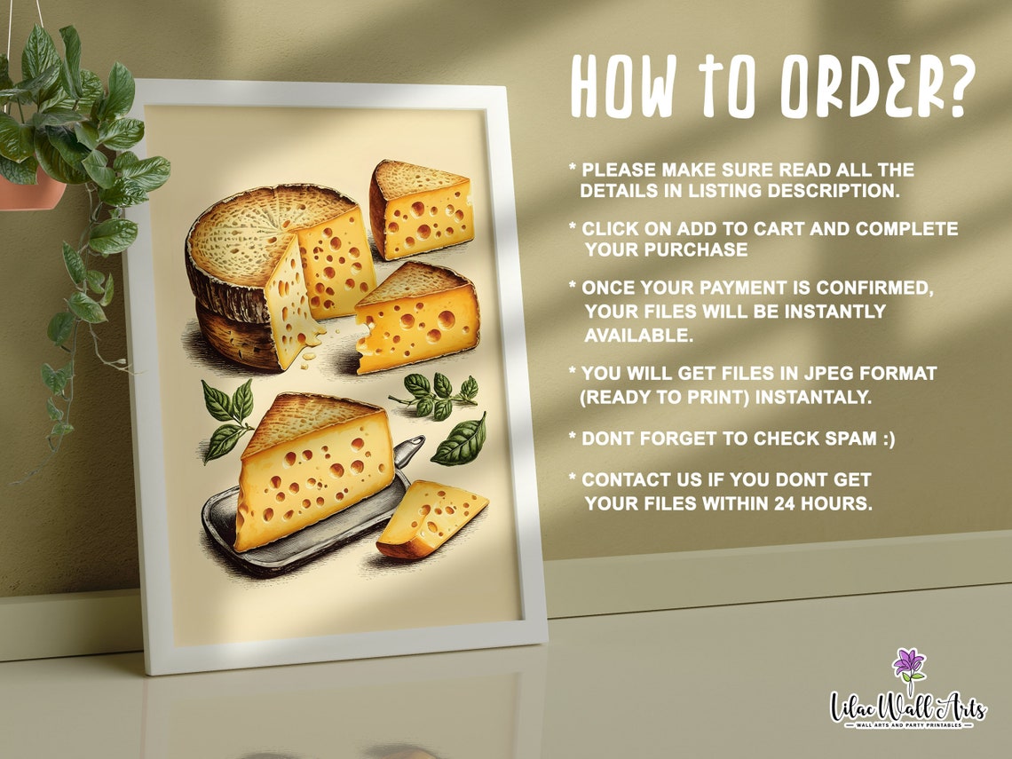 Vintage Swiss Cheese Illustration Kitchen Foodie Lover Wall Poster - Image 3