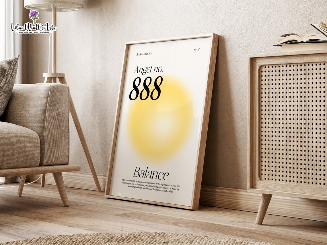 Angel Number 888 Balance Yellow Aura Abundance Manifestation Poster