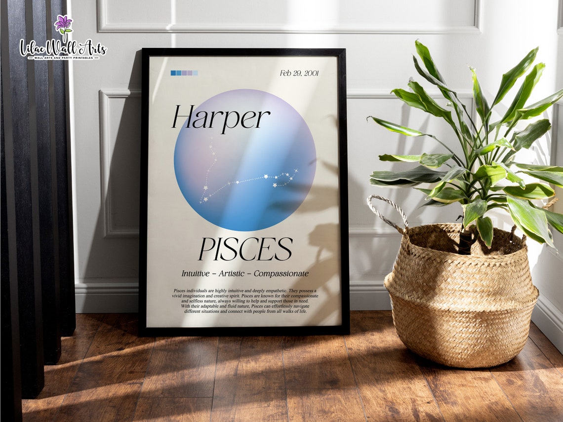 Personalized Pisces Zodiac Aura Poster Custom Name Birthday Gift - Image 3