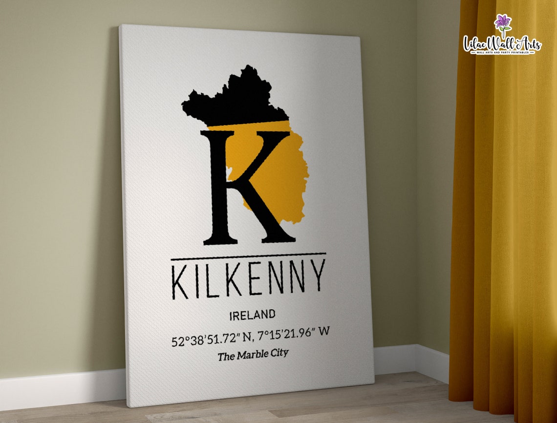 Kilkenny Ireland Map Poster GPS Coordinates The Marble City Art - Image 2