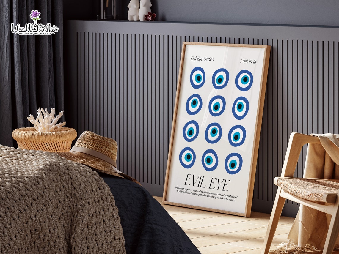 Evil Eye Series Blue Talisman Grid Protection Charm Wall Poster - Image 6