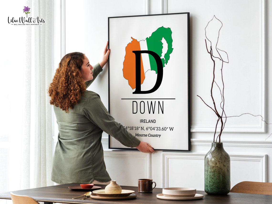 Irish County Down Ireland Print Counties Of Ireland Wall Art Ireland Gifts Ireland Art Ireland Map Print Irish Map Of Ireland Map - Image 2