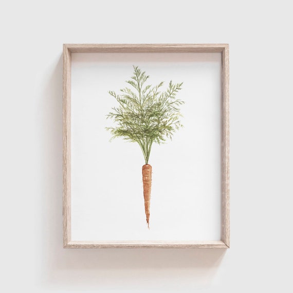 Carrot Watercolor Art Print, Kitchen Dining Decor