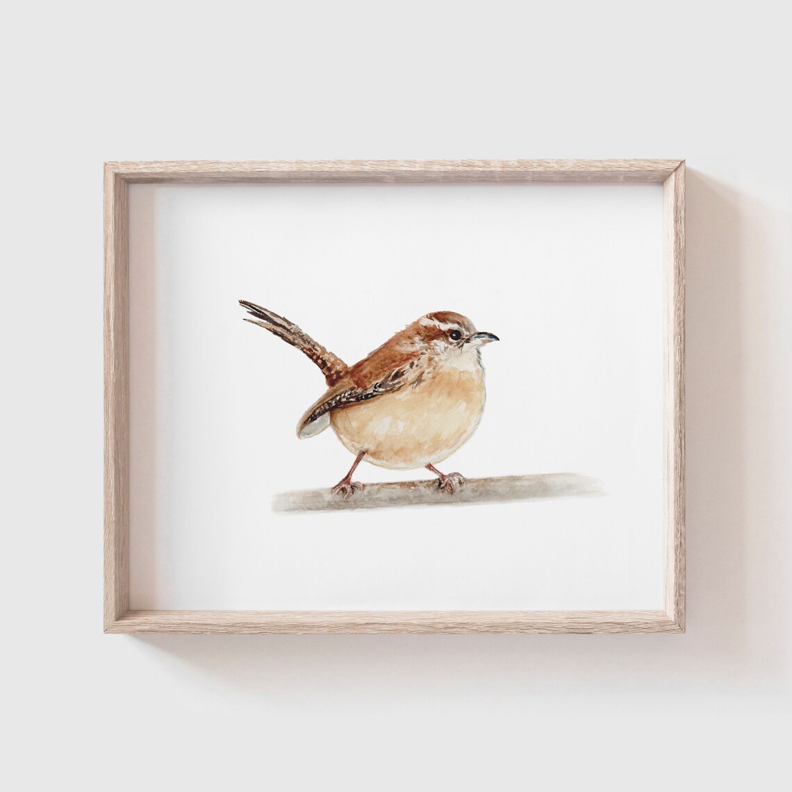 Wren Art Print, Brown Songbird Watercolor