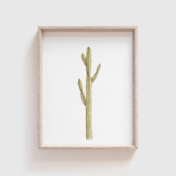 Spikey Cactus No 2 Art Print, Southwestern Watercolor