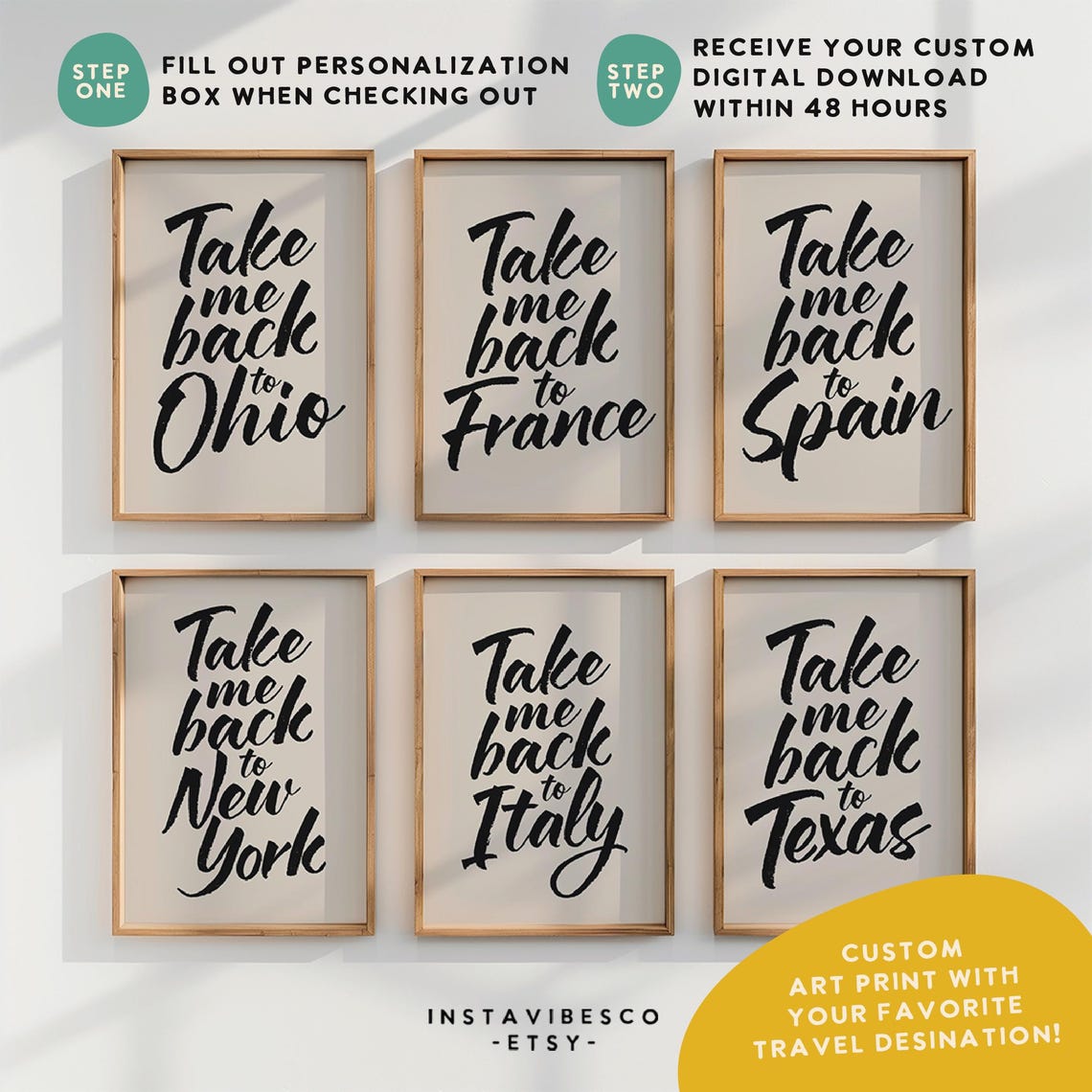 Take Me Back Custom Wall Art Wanderlust And Travel Quote Inspirational Print Retro Decor - Image 2