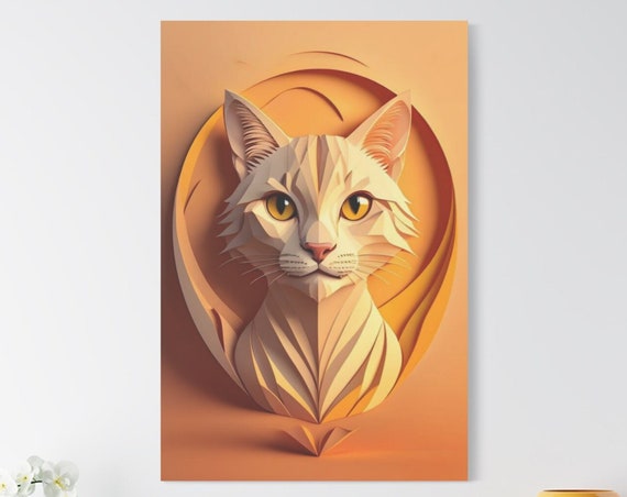 Cat Portrait Art Geometric Cat Wall Art Animal Painting Polygonal Animal Art Abstract Cat Wall Art Cat Lover Gift