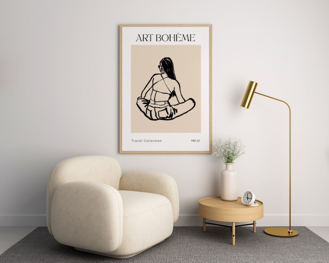 Traveling Woman Boho Minimalist Line Art, Poster - Image 2