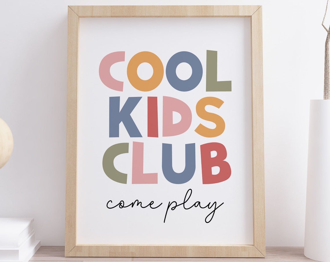 Cool Kids Club Come Play Rainbow Letters Kids Playroom Decor Poster