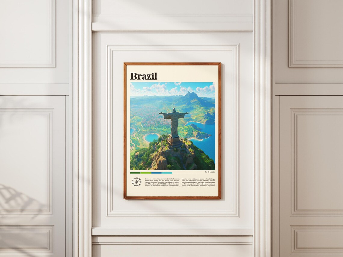 Brazil Christ the Redeemer Statue Rio de Janeiro Mountain Vista Travel Poster - Image 2