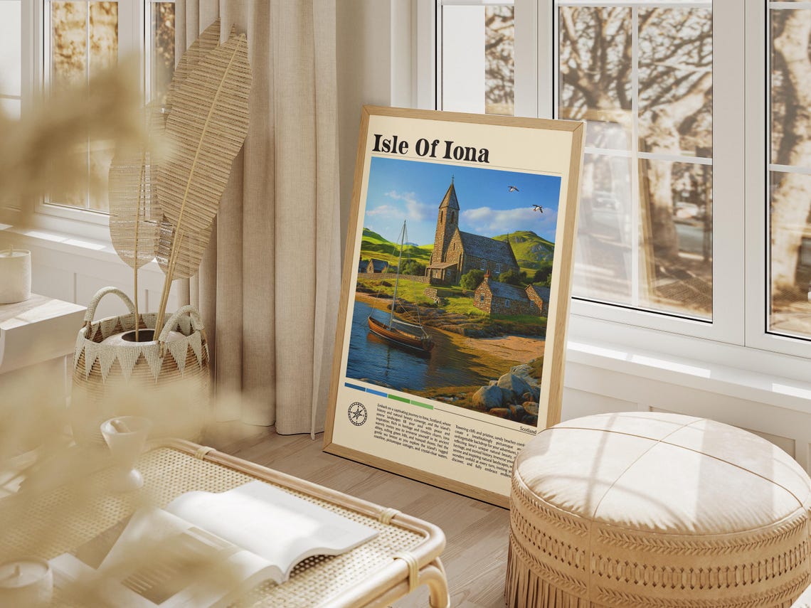 Isle Of Iona Travel Print Scotland Travel Poster Puffin Wall Art Scottish Landscape Print Isle Of Iona Travel Gift Iona Coastal Art - Image 6