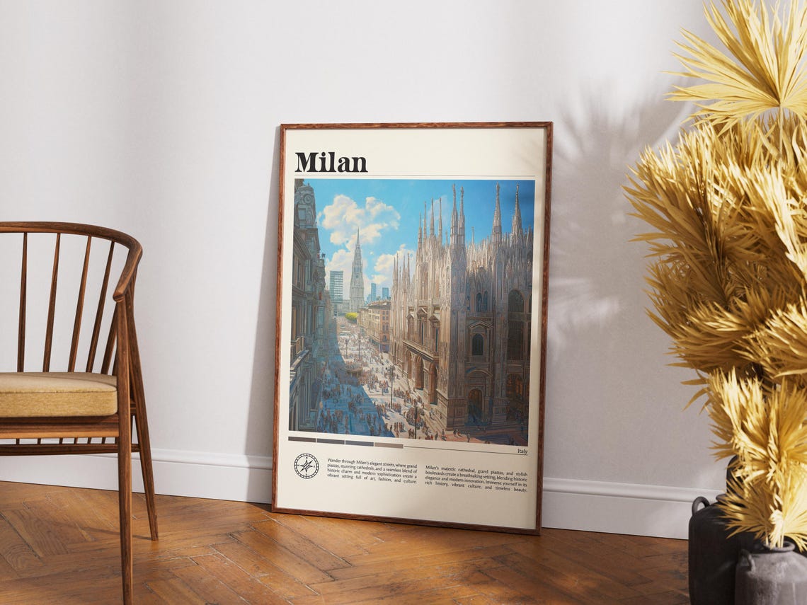 Milan City Italy Travel Print Italy Travel Print Travel Wall Art City Map Print Travel Poster Travel Art Gift Europe Travel Home Decor - Image 4