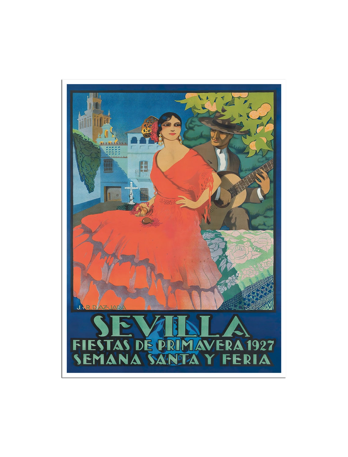 Sevilla Spain 1927 Spring Fiesta Flamenco Vintage Festival Poster