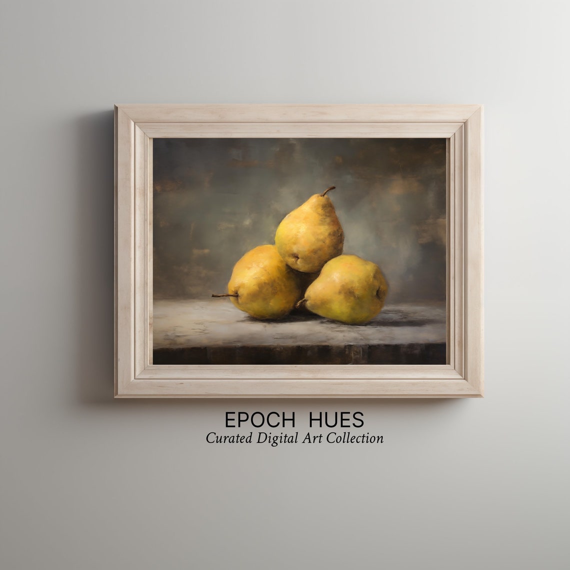 Three Golden Pears Rustic Still Life Fruit Painting Wall Art - Image 3