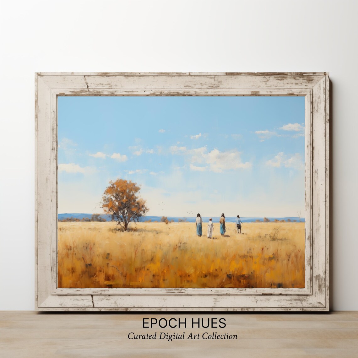 Art Print African Savanna Landscape Serene Nature Scene With Figures Wall Art - Image 2