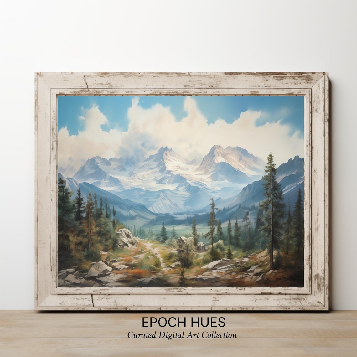 Snow Capped Mountain Peaks Above Pine Forest Landscape Poster - Image 2