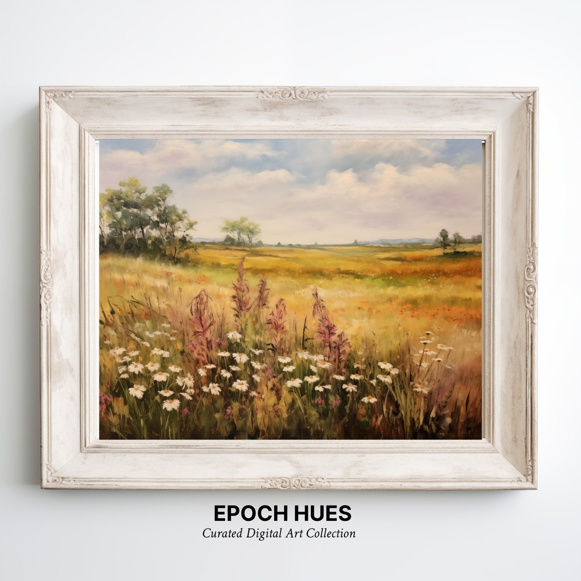 Sunlit Meadow With Daisies and Wildflowers Countryside Poster - Image 3