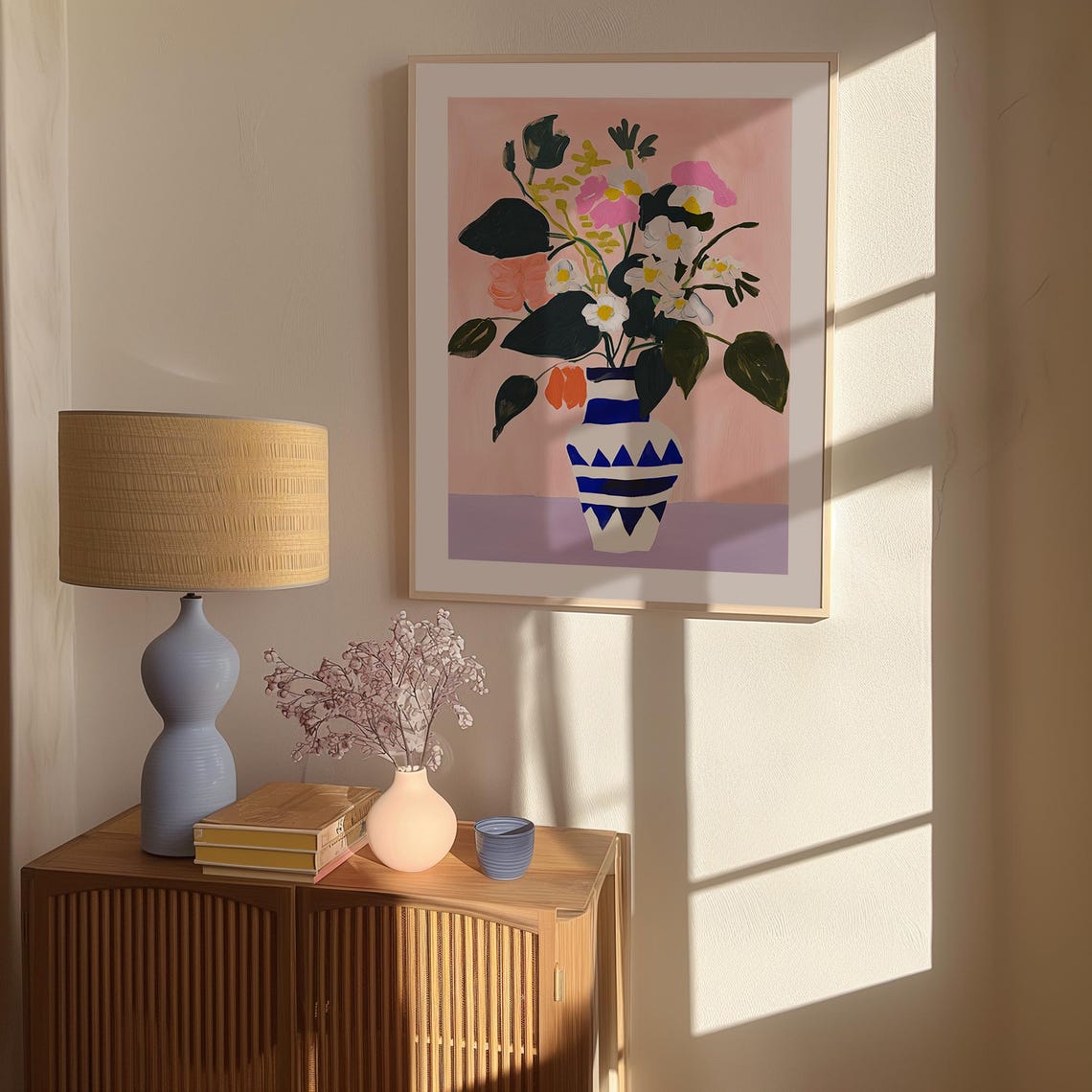 Floral Poster Wall Art Geometric Pattern Vibrant Flowers Modern Art Illustration Bold Colors Contemporary Decor - Image 3
