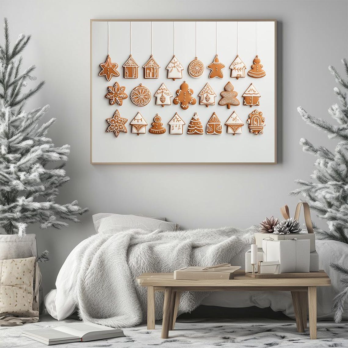 Hanging Gingerbread Cookies Minimalist Christmas Kitchen Poster - Image 3