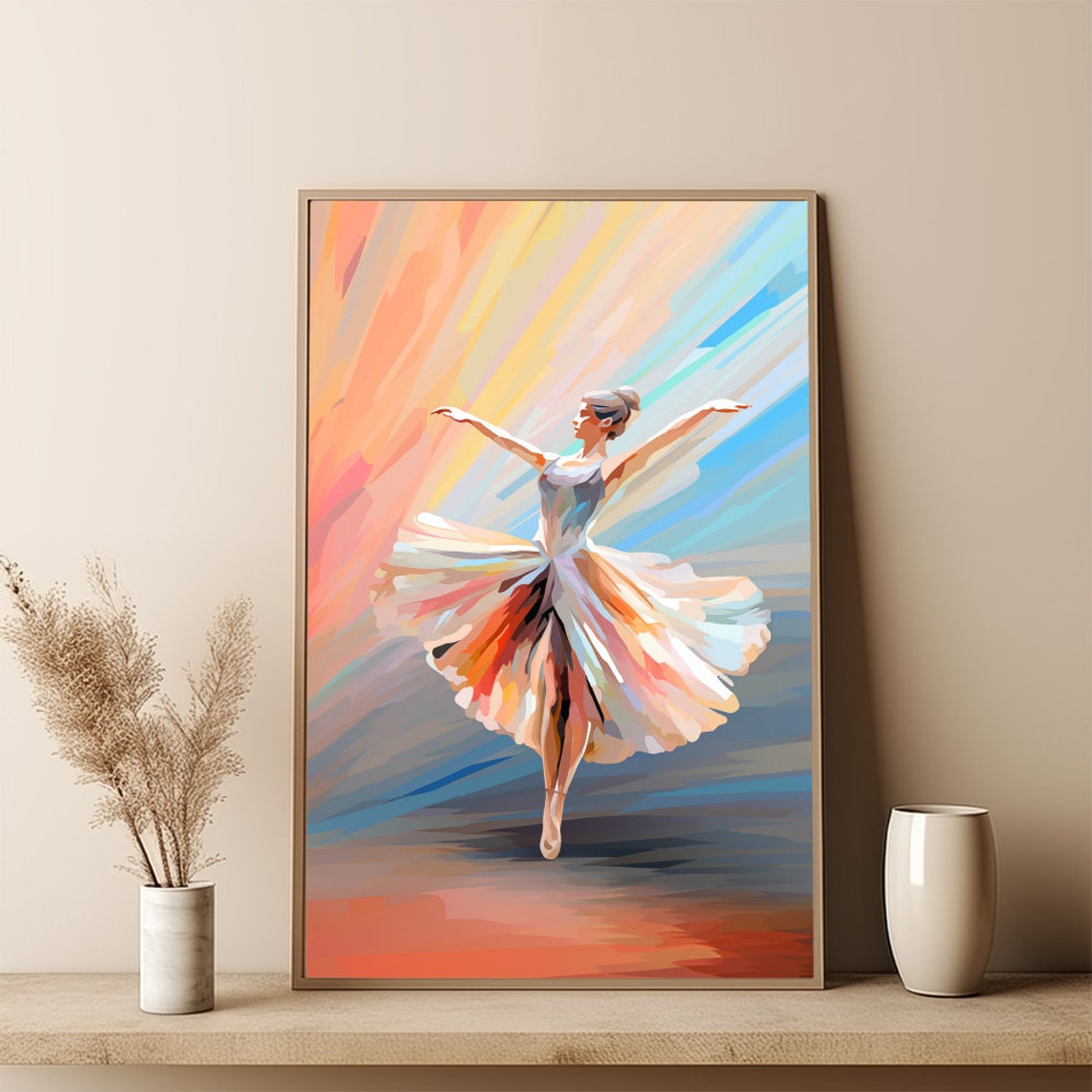 Colorful Abstract Ballerina Dancer Mid Leap Ballet Dance Art Poster - Image 3