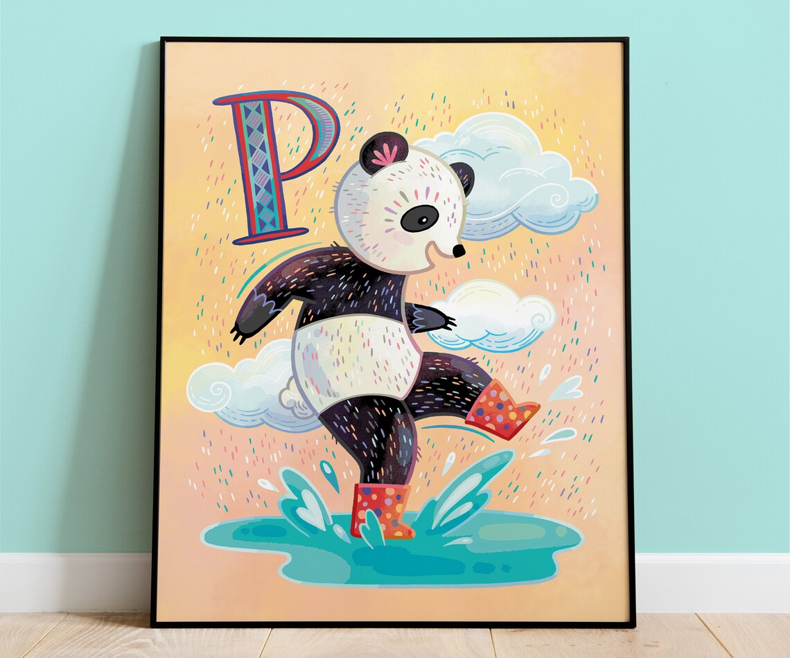 P Is For Panda Alphabet Art, Nursery Decor Print