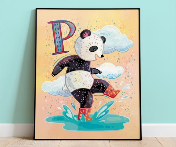 P Is For Panda Alphabet Art, Nursery Decor Print