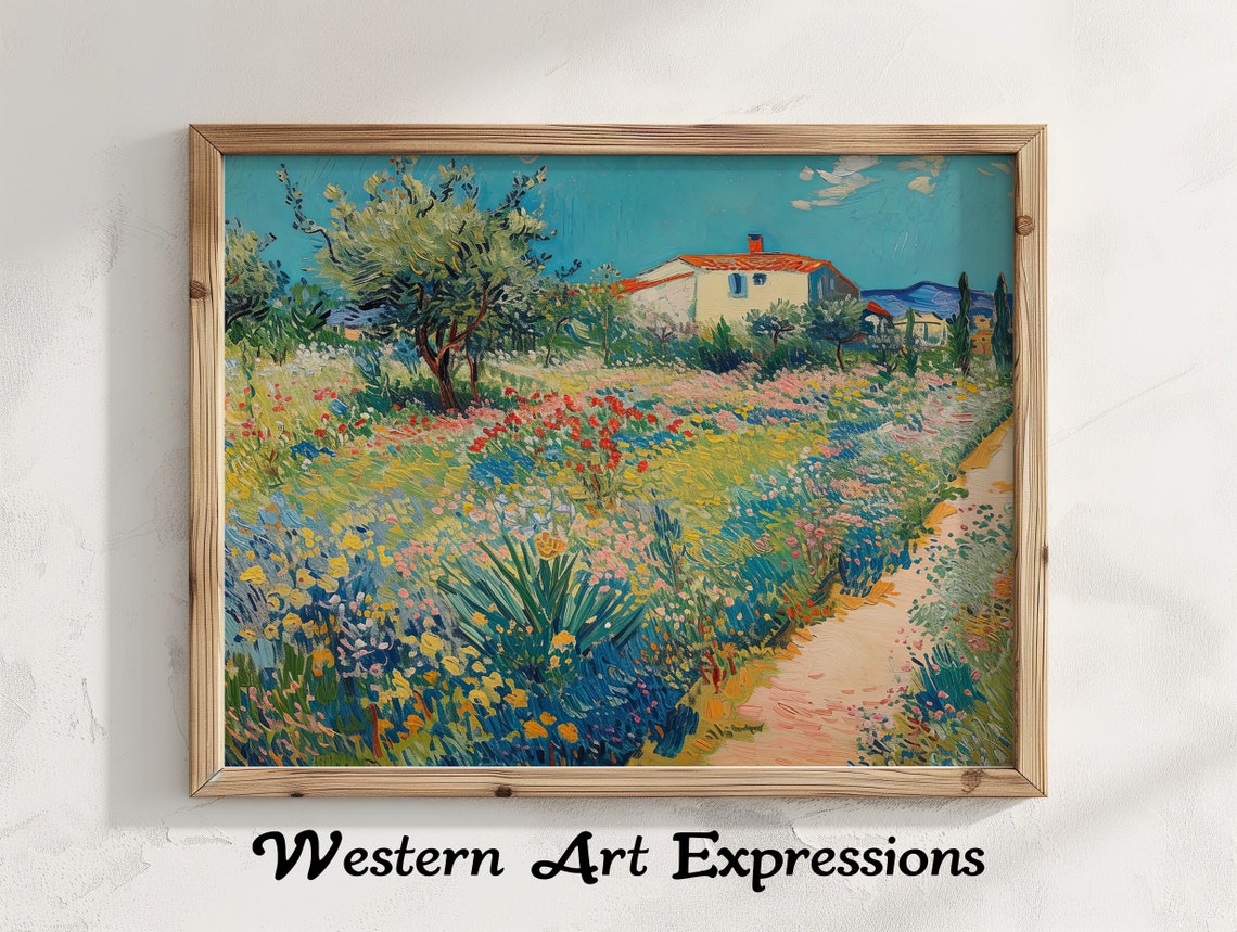 Tuscan Summer Villa Garden Impressionist Landscape Art Print