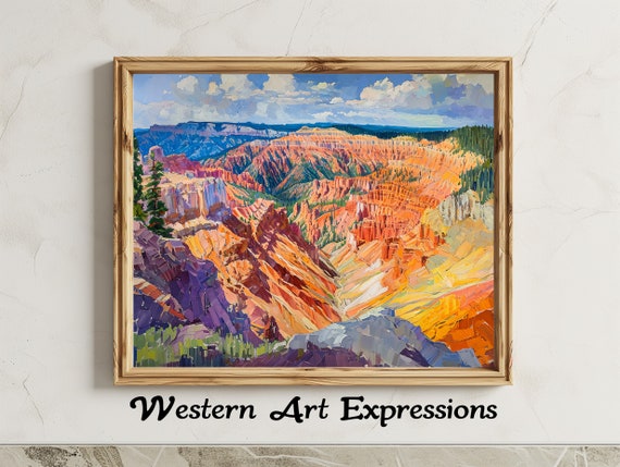 Cedar Breaks National Monument Landscape Oil Painting Rustic Home Decor Wall Art
