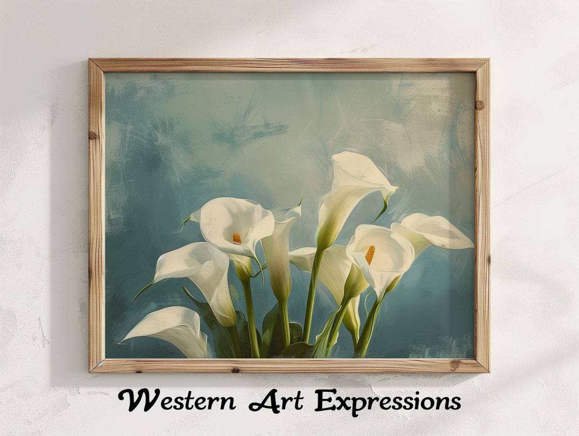 19th Century Style Flower Painting Calla Lily Canvas Print Floral Wall Art Botanical Home Decor Elegant Artwork