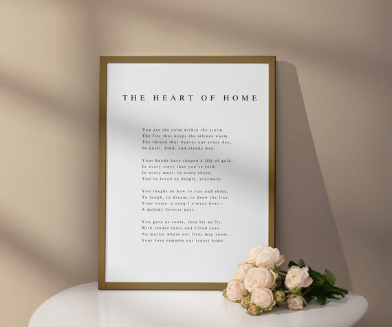 The Heart Of Home Motherhood Poem Mom Gift Minimalist Decor Poster