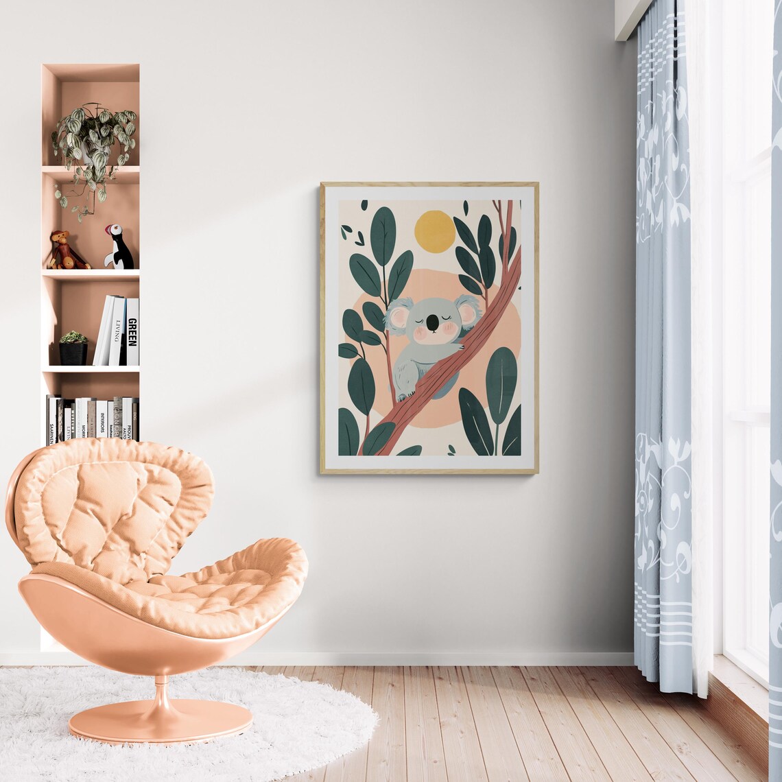 Sleepy Koala In Tree Warm Sunset Eucalyptus Cute Nursery Wall Art Poster - Image 3