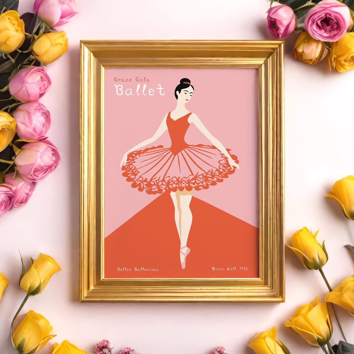 Grace Gala Ballet Pink Tutu Music Hall 1998 Ballerina Poster