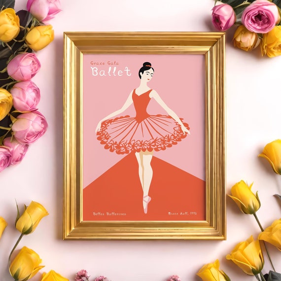 Grace Gala Ballet Pink Print Ballet Lover Gift Stylish Artistic Ballerina Poster Modern Ballerina Wall Art Elegant Ballerina Art Print