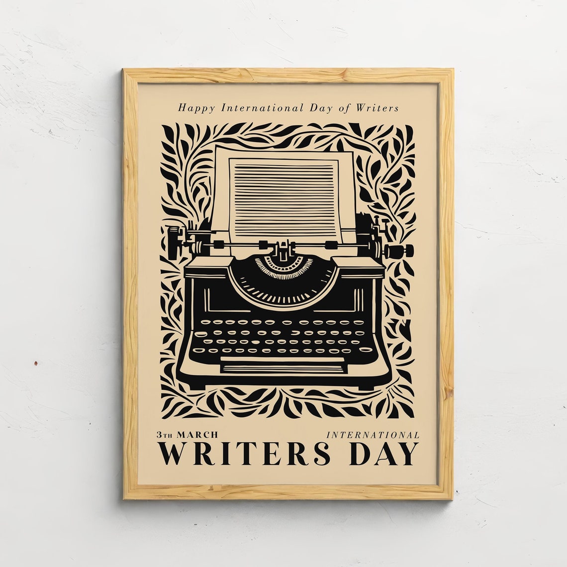 Retro Gift International Writers Day Beige Typewriter Poster