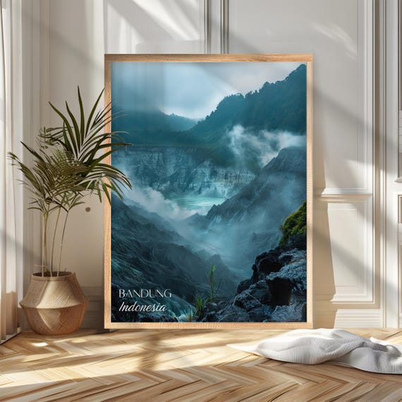 Bandung Travel Poster Print Indonesia Wall Art Wanderlust Home And Office Decor Gift For Travelers