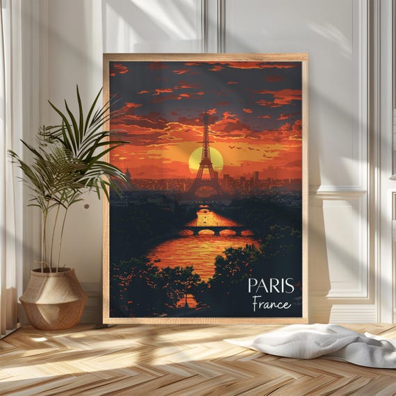 Paris Travel Poster Print Vintage France Wall Art Wanderlust Home And Office Decor Gift For Travelers