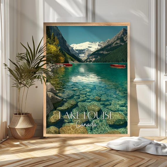Lake Louise Travel Poster Print Canada Wall Art Wanderlust Home And Office Decor Gift For Travelers