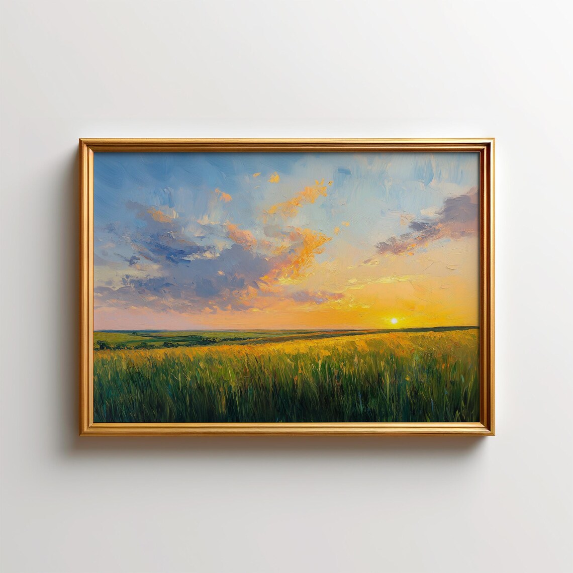 Sunlit Tallgrass Prairie Painting, Oklahoma Poster