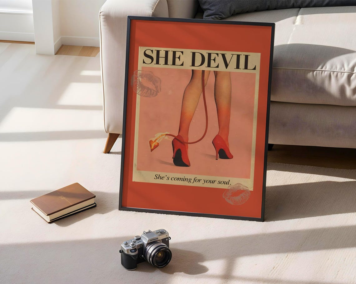 She Devil Sassy Retro 80s Pinup Poster She's Coming For Your Soul