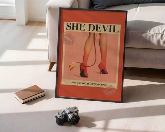 Sassy Retro Women Wall Art She Devil Shes Coming For Your Soul Decor Home Bedroom Feminist 80s Graphic