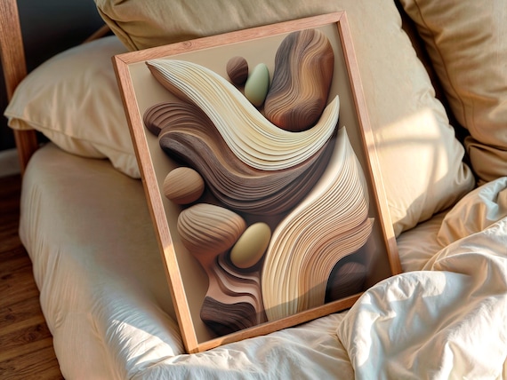 3D Organic Layered Abstract Wall Art, Neutral Tones